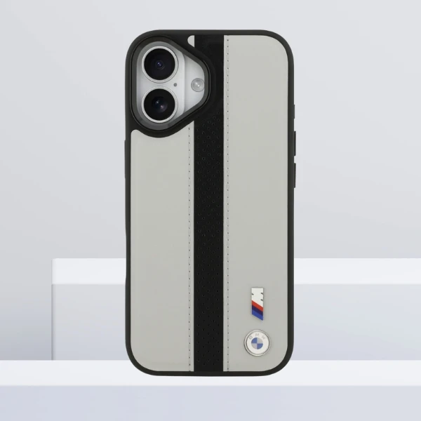 Dėklas BMW M Perskirtasated Stripe Logo MagSafe skirtas Apple iPhone 17 pilkos spalvos aprašymas - Prekės nuotrauka