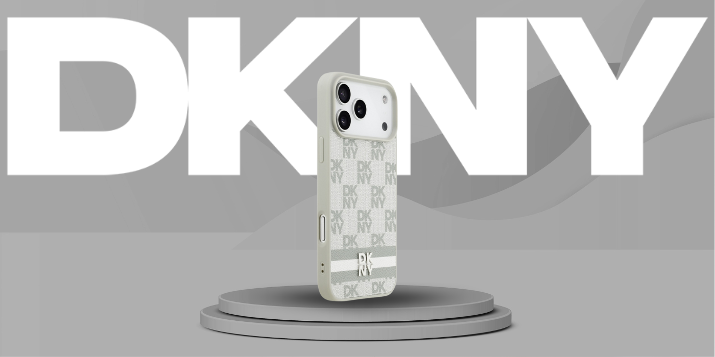 Dėklas DKNY Checkered with Printed Stripes skirtas Apple iPhone 17 Pro Max beige aprašymas - Prekės nuotrauka