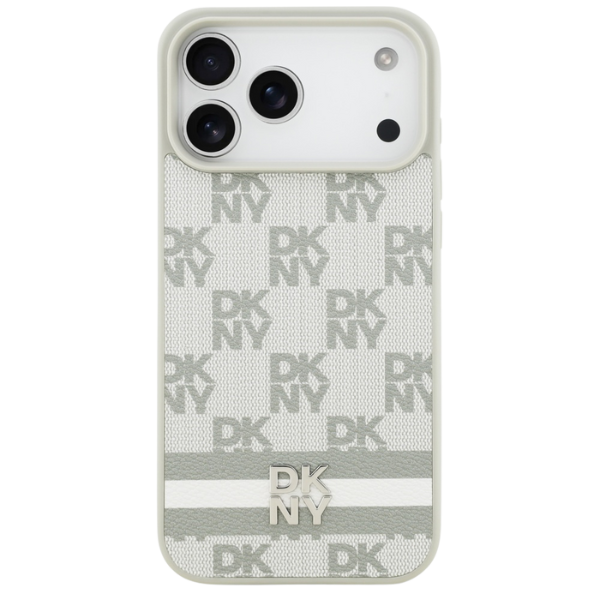 Dėklas DKNY Checkered with Printed Stripes skirtas Apple iPhone 17 Pro Max beige aprašymas - Prekės nuotrauka