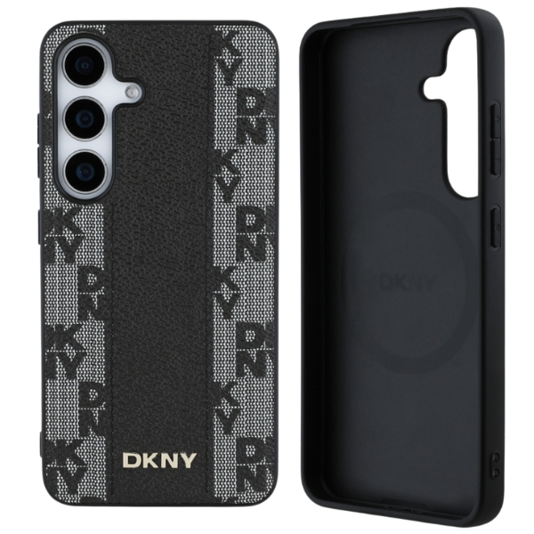 Dėklas DKNY Leather Checkered Pattern MagSafe Samsung Galaxy S25 juodos spalvos aprašymas - Prekės nuotrauka