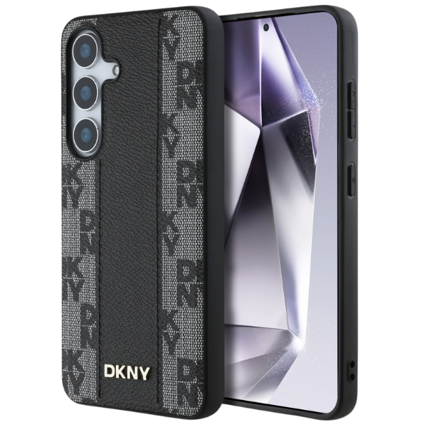 Dėklas DKNY Leather Checkered Pattern MagSafe Samsung Galaxy S25 juodos spalvos aprašymas - Prekės nuotrauka