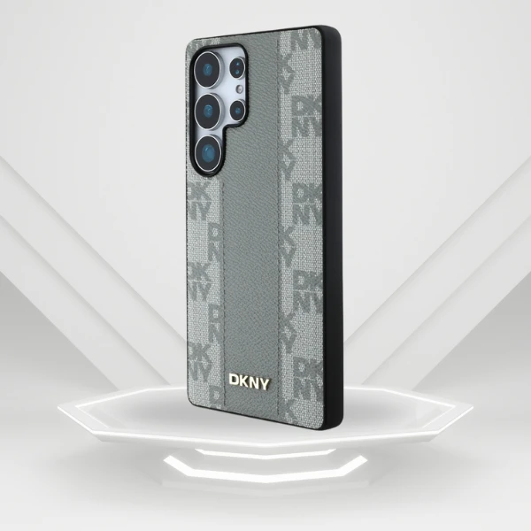 Dėklas DKNY Leather Checkered Pattern MagSafe skirtas Samsung Galaxy S25 Ultra taupe aprašymas - Prekės nuotrauka