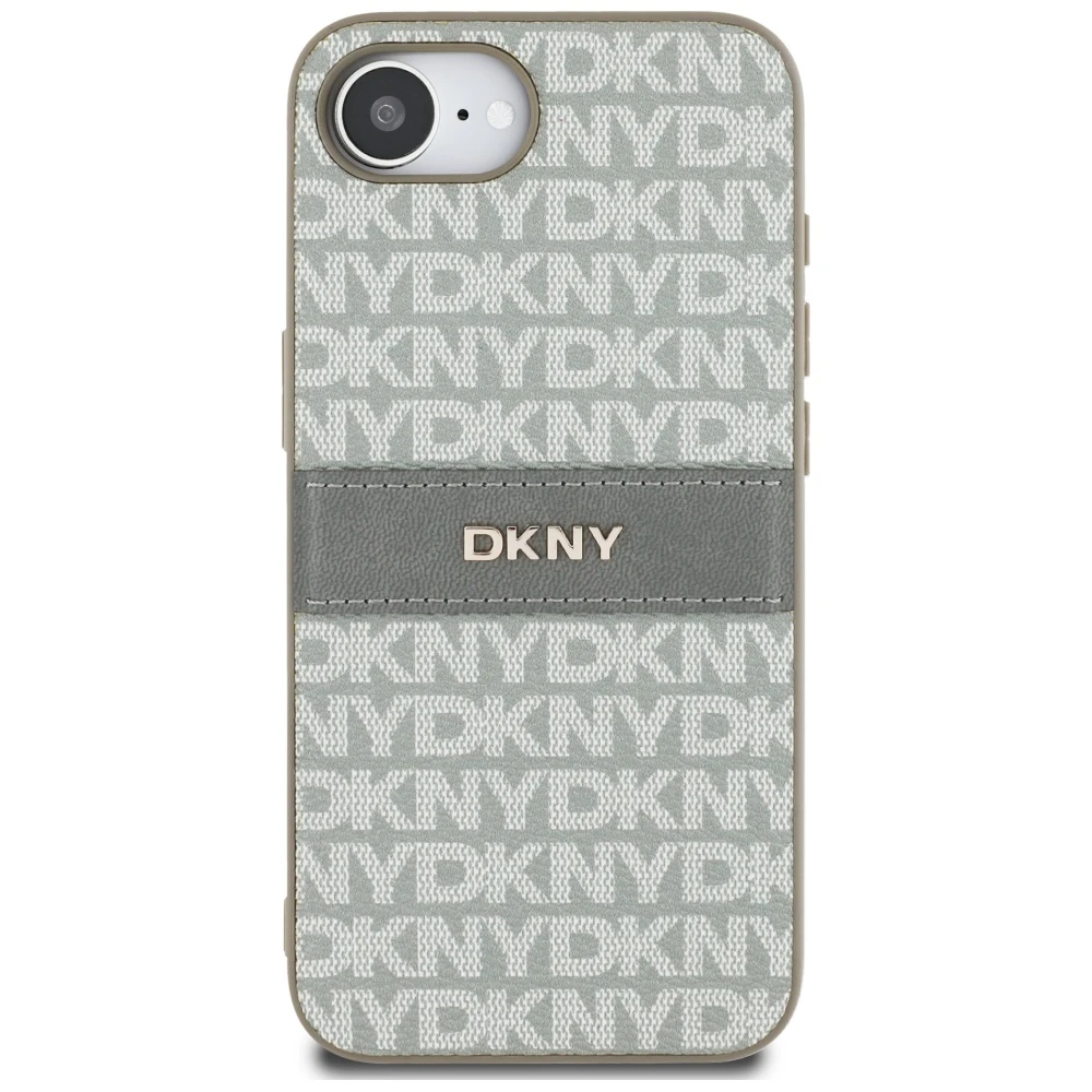 Dėklas DKNY Repeat Texture Pattern su toniniu dryžiuku Apple iPhone 16e smėlio spalvos aprašymas - Prekės nuotrauka