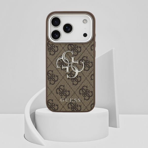 Dėklas Guess 4G Big 4G Classic Logo Apple iPhone 17 Pro rudos spalvos sidabrinis aprašymas - Prekės nuotrauka Dėklas Guess 4G Big 4G Classic Logo Apple iPhone 17 Pro rudos spalvos sidabrinis aprašymas - Prekės nuotrauka