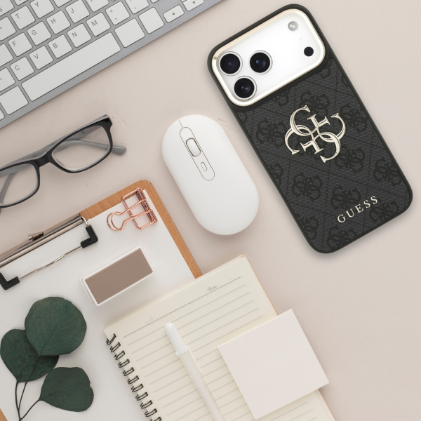 Dėklas Guess 4G Big 4G Classic Logo Big Strap Metal Mygtukai, skirtas iPhone 18 Pro Max / 17 Pro Max, juodas aprašymas - Prekės nuotrauka