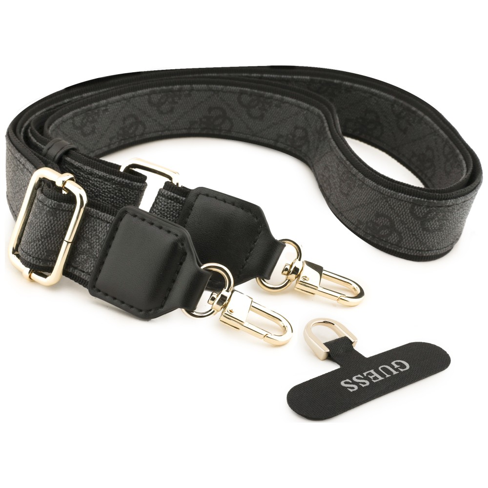 Dėklas Guess 4G Big 4G Classic Logo Big Strap Metal Mygtukai, skirtas iPhone 18 Pro Max / 17 Pro Max, juodas aprašymas - Prekės nuotrauka
