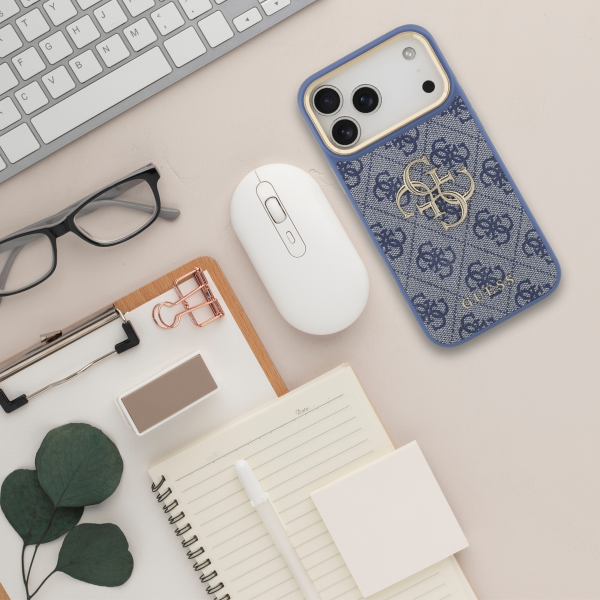 Dėklas Guess 4G Big 4G Classic Logo Big Strap Metal Mygtukai, skirtas iPhone 18 Pro Max / 17 Pro Max, mėlynas aprašymas - Prekės nuotrauka