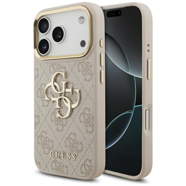 Dėklas Guess 4G Big 4G Classic Logo skirtas iPhone 18 / iPhone 17 Pro pink auksinis aprašymas - Prekės nuotrauka