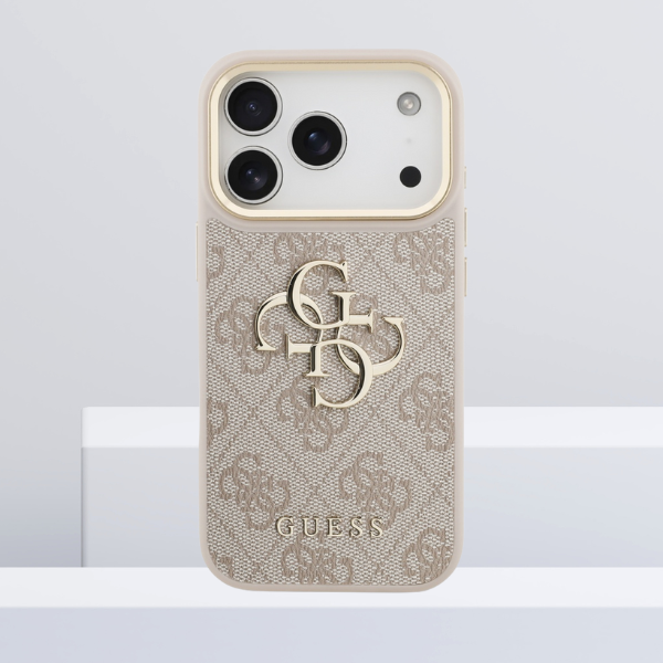 Dėklas Guess 4G Big 4G Classic Logo skirtas iPhone 18 / iPhone 17 Pro pink auksinis aprašymas - Prekės nuotrauka