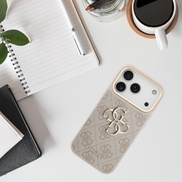 Dėklas Guess 4G Big 4G Classic Logo skirtas iPhone 18 / iPhone 17 Pro pink auksinis aprašymas - Prekės nuotrauka