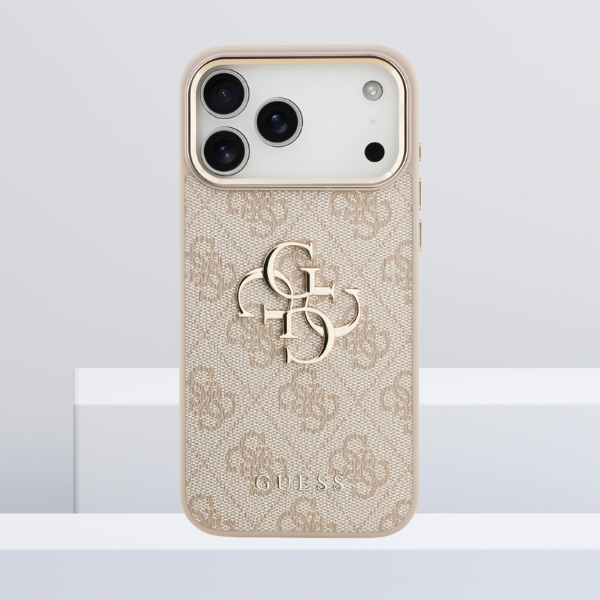 Dėklas Guess 4G Big 4G Classic Logo skirtas iPhone 18 Pro Max / iPhone 17 Pro Max pink auksinis aprašymas - Prekės nuotrauka