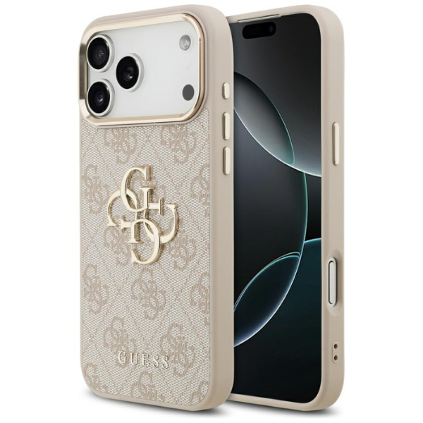 Dėklas Guess 4G Big 4G Classic Logo skirtas iPhone 18 Pro Max / iPhone 17 Pro Max pink auksinis aprašymas - Prekės nuotrauka