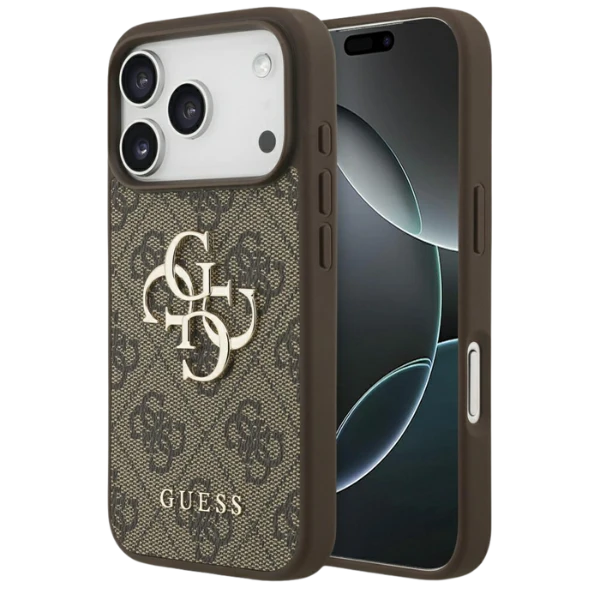 Dėklas Guess 4G Big Logo skirtas Apple iPhone 17 Pro rudos spalvos aprašymas - Prekės nuotrauka
