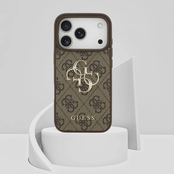 Dėklas Guess 4G Big Logo skirtas Apple iPhone 17 Pro rudos spalvos aprašymas - Prekės nuotrauka