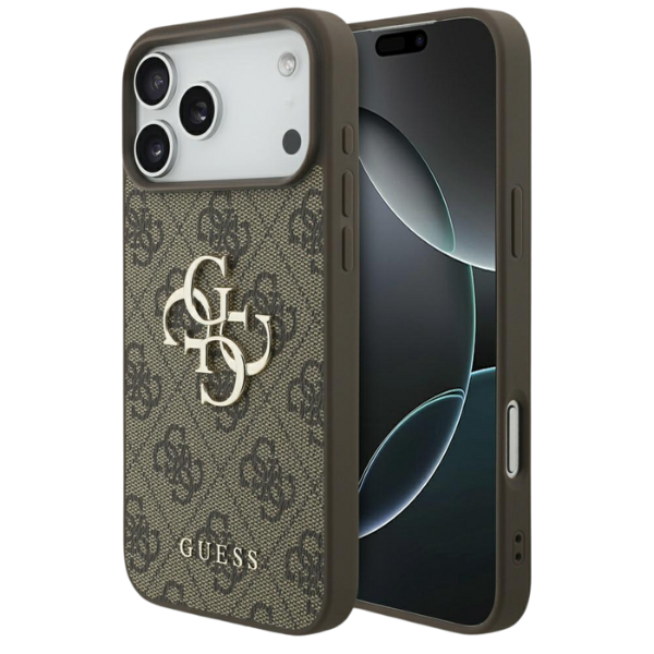 Dėklas Guess 4G Big Logo skirtas iPhone 18 Pro / iPhone 17 Pro Max ruda aprašymas - Prekės nuotrauka