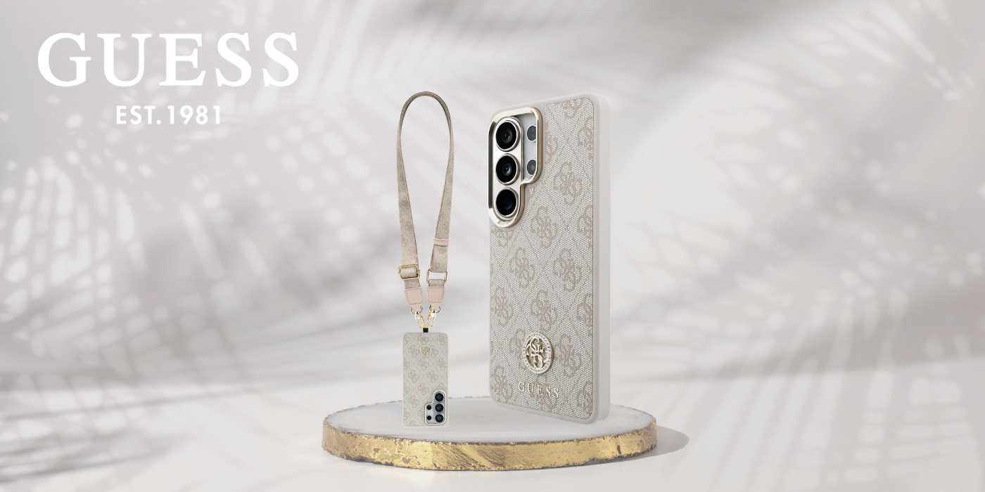 Dėklas Guess 4G Big Rhinestone Triangle Strap MagSafe for Samsung Galaxy S26 Ultra rožinės spalvos aprašymas - Prekės nuotrauka