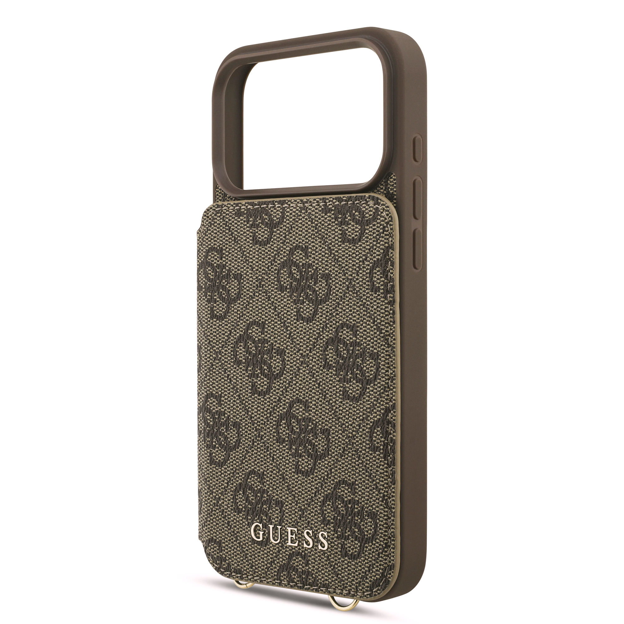 Dėklas Guess 4G Cardslots & Magnetic Closure Crossbody, skirtas iPhone 18 Pro Max / 17 Pro Max, rudas aprašymas - Prekės nuotrauka