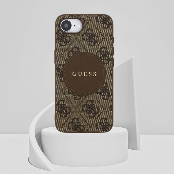 „Guess 4G Circle Classic Logo MagSafe“ dėklas, skirtas iPhone 16e - ruda aprašymas - Prekės nuotrauka „Guess 4G Circle Classic Logo MagSafe“ dėklas, skirtas iPhone 16e - ruda aprašymas - Prekės nuotrauka