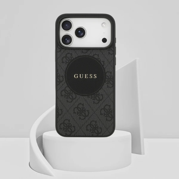 Dėklas Guess 4G Circle Classic Logo MagSafe skirtas Apple iPhone 17 Pro Max juodos spalvos aprašymas - Prekės nuotrauka Dėklas Guess 4G Circle Classic Logo MagSafe skirtas Apple iPhone 17 Pro Max juodos spalvos aprašymas - Prekės nuotrauka