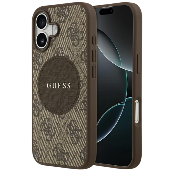 Dėklas Guess 4G Circle Classic Logo MagSafe Apple iPhone 17 rudos spalvos aprašymas - Prekės nuotrauka Dėklas Guess 4G Circle Classic Logo MagSafe Apple iPhone 17 rudos spalvos aprašymas - Prekės nuotrauka