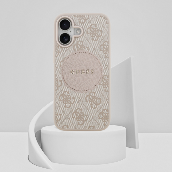 Dėklas Guess 4G Circle Classic Logo MagSafe Apple iPhone 17 rožinės spalvos aprašymas - Prekės nuotrauka