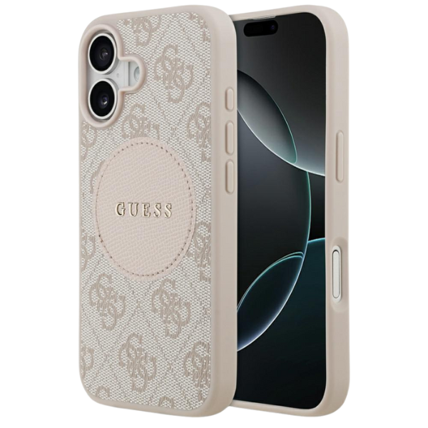 Dėklas Guess 4G Circle Classic Logo MagSafe Apple iPhone 17 rožinės spalvos aprašymas - Prekės nuotrauka