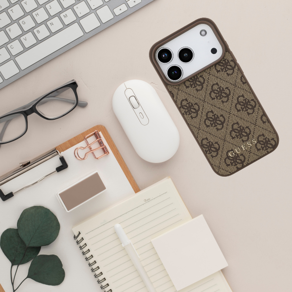 Dėklas Guess 4G Classic skirtas iPhone 18 Pro / iPhone 17 Pro ruda aprašymas - Prekės nuotrauka