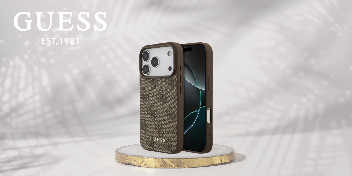 Dėklas Guess 4G Classic skirtas iPhone 18 Pro / iPhone 17 Pro ruda aprašymas - Prekės nuotrauka