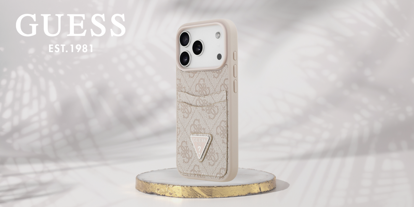 Dėklas Guess 4G Double Card Triangle, skirtas iPhone 18 Pro / 17 Pro, rožinis aprašymas - Prekės nuotrauka