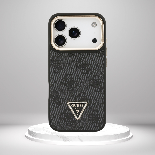 Dėklas Guess 4G PU Triangle Logo & Stir Camera Magsafe skirtas Apple iPhone 17 Pro juodos spalvos aprašymas - Prekės nuotrauka