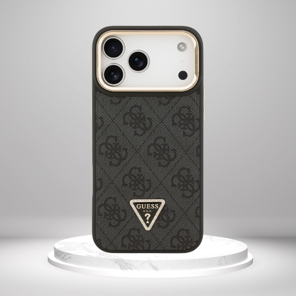 Dėklas Guess 4G PU Triangle Logo & Stir Camera Magsafe skirtas Apple iPhone 17 Pro Max juodos spalvos aprašymas - Prekės nuotrauka