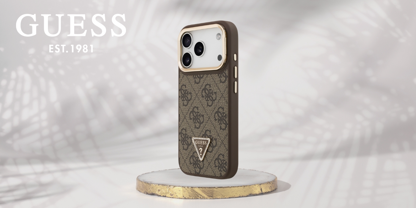 Dėklas Guess 4G PU Triangle Logo & Stir Camera Magsafe skirtas Apple iPhone 17 Pro rudos spalvos aprašymas - Prekės nuotrauka