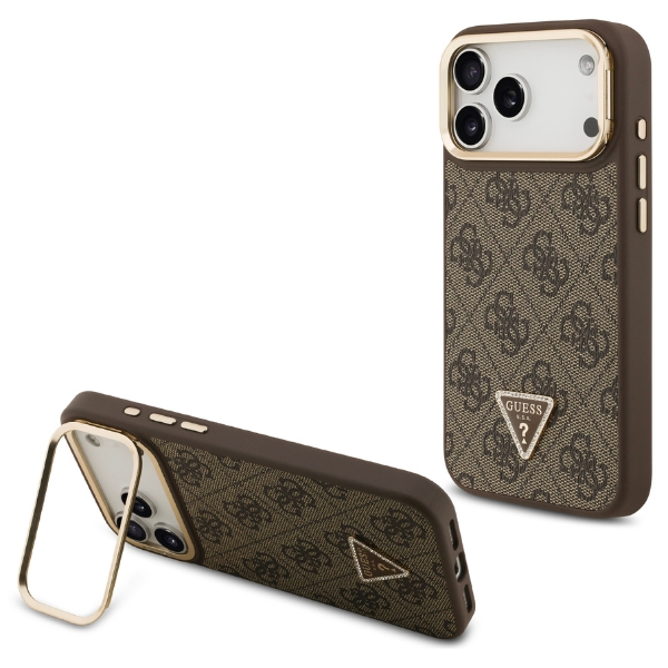 Dėklas Guess 4G PU Triangle Logo & Stir Camera Magsafe skirtas Apple iPhone 17 Pro Max rudos spalvos aprašymas - Prekės nuotrauka