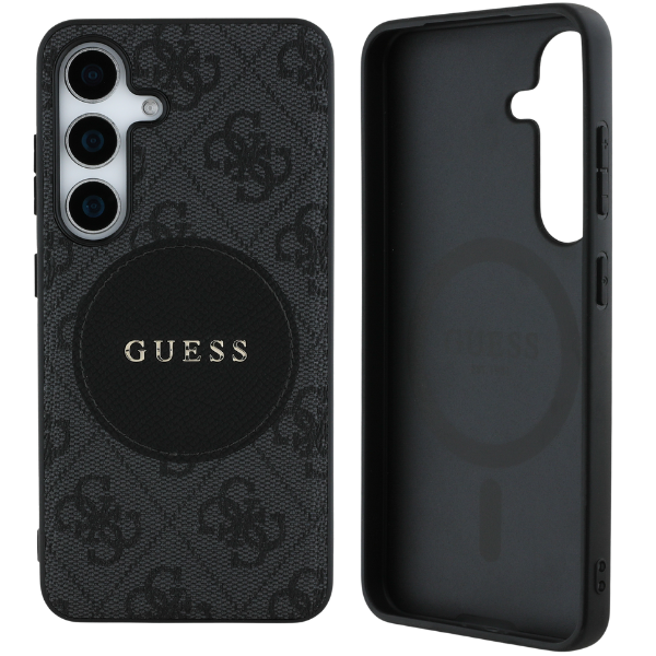 Dėklas Guess 4G Round Patch Classic Logo MagSafe to Samsung Galaxy S25 juodos spalvos aprašymas - Prekės nuotrauka Dėklas Guess 4G Round Patch Classic Logo MagSafe to Samsung Galaxy S25 juodos spalvos aprašymas - Prekės nuotrauka