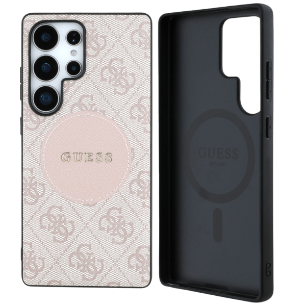 Dėklas Guess 4G Round Patch Classic Logo MagSafe to Samsung Galaxy S25 Ultra rožinės spalvos aprašymas - Prekės nuotrauka Dėklas Guess 4G Round Patch Classic Logo MagSafe to Samsung Galaxy S25 Ultra rožinės spalvos aprašymas - Prekės nuotrauka