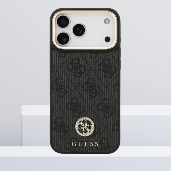 Dėklas Guess 4G Strass Logo MagSafe, skirtas iPhone 18 Pro Max / 17 Pro Max, juodas aprašymas - Prekės nuotrauka