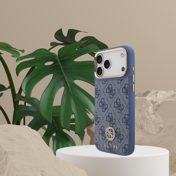 Dėklas Guess 4G Strass Logo MagSafe, skirtas iPhone 18 Pro Max / 17 Pro Max, mėlynas aprašymas - Prekės nuotrauka