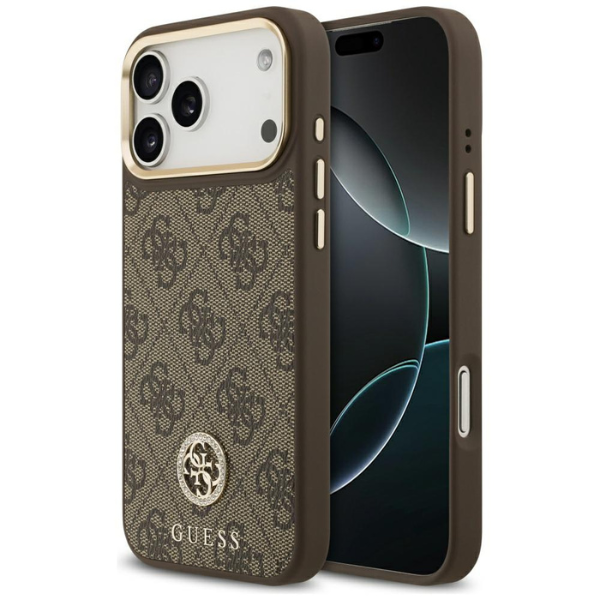 Dėklas Guess 4G Strass Logo MagSafe, skirtas iPhone 18 Pro Max / 17 Pro Max, rudas aprašymas - Prekės nuotrauka