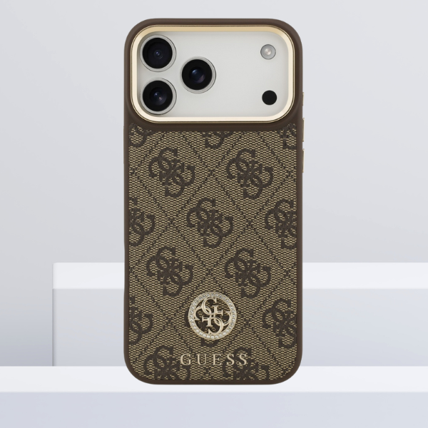 Dėklas Guess 4G Strass Logo MagSafe, skirtas iPhone 18 Pro Max / 17 Pro Max, rudas aprašymas - Prekės nuotrauka