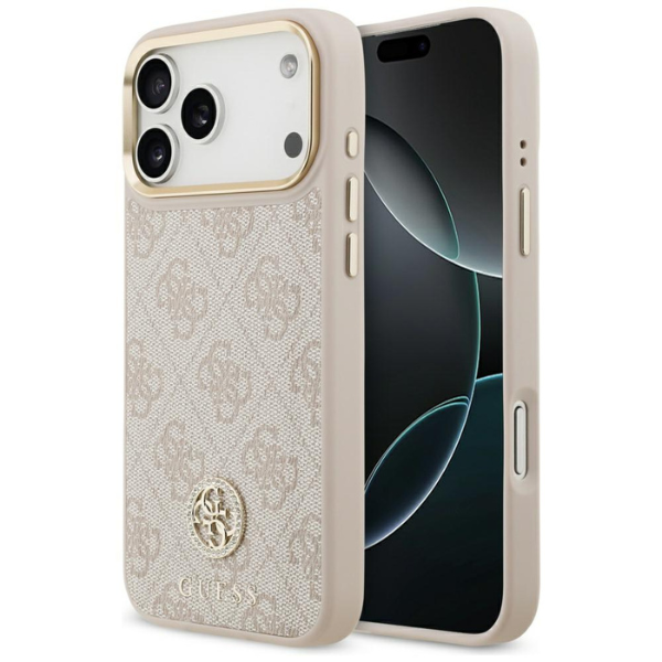 Dėklas Guess 4G Strass Logo MagSafe, skirtas iPhone 18 Pro Max / 17 Pro Max, rožinis aprašymas - Prekės nuotrauka