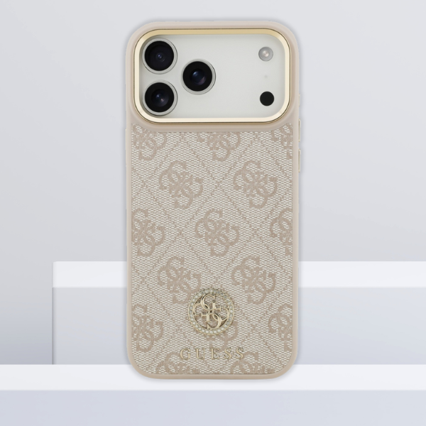 Dėklas Guess 4G Strass Logo MagSafe, skirtas iPhone 18 Pro Max / 17 Pro Max, rožinis aprašymas - Prekės nuotrauka