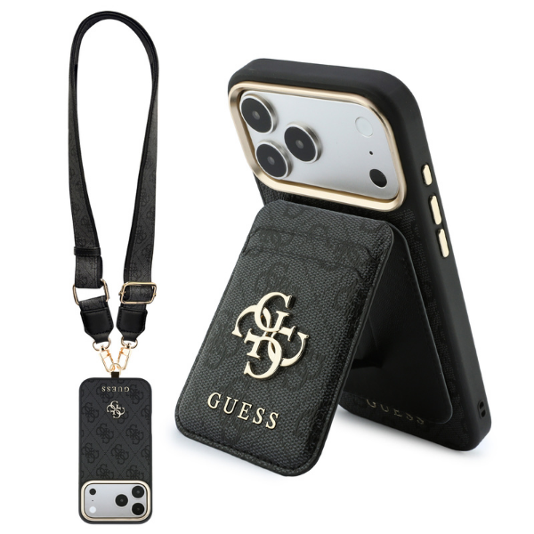 Dėklas Guess 4G su pinigine ir dirželiu Magsafe, skirtas iPhone 18 Pro / 17 Pro, rudas aprašymas - Prekės nuotrauka