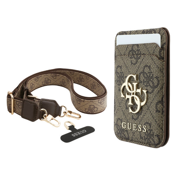 Dėklas Guess 4G su pinigine ir dirželiu MagSafe, skirtas iPhone 18 Pro / 17 Pro, rudas aprašymas - Prekės nuotrauka