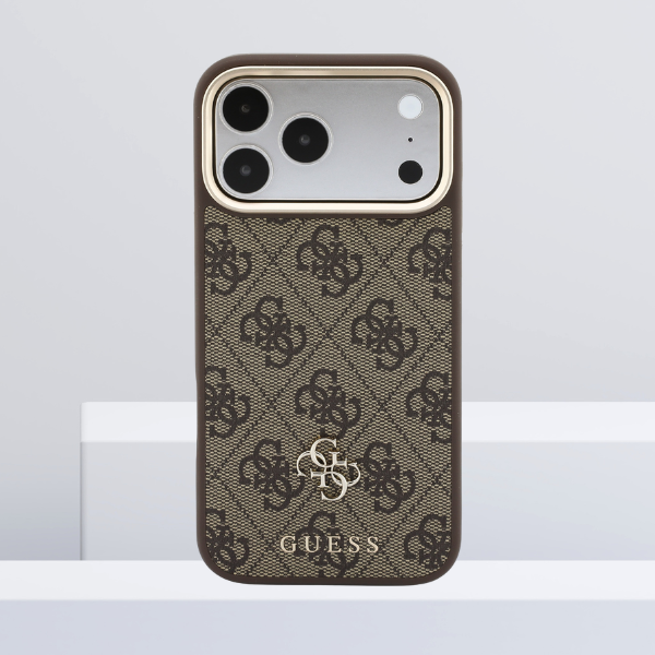 Dėklas Guess 4G su pinigine Magsafe, skirtas iPhone 18 Pro Max / 17 Pro Max, rudas aprašymas - Prekės nuotrauka