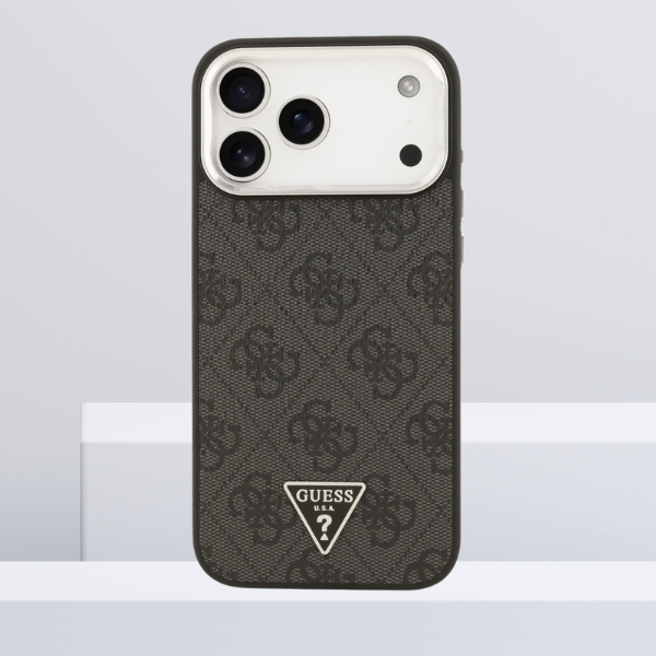 Dėklas Guess 4G Triangle Logo MagSafe Apple iPhone 17 Pro Max juodos spalvos sidabrinis aprašymas - Prekės nuotrauka Dėklas Guess 4G Triangle Logo MagSafe Apple iPhone 17 Pro Max juodos spalvos sidabrinis aprašymas - Prekės nuotrauka