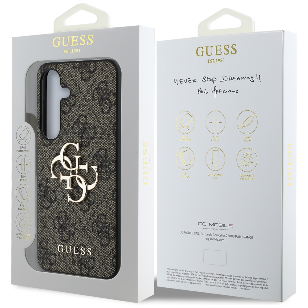 dėklas Guess Big 4G Logo Classic Logo, skirtas Samsung Galaxy S25 Plus, rudos spalvos aprašymas - Prekės nuotrauka