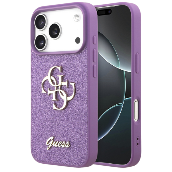 Dėklas Guess Fixed Glitter Big 4G iPhone 17 Pro lilac aprašymas - Prekės nuotrauka