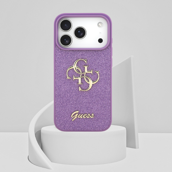 Dėklas Guess Fixed Glitter Big 4G iPhone 17 Pro lilac aprašymas - Prekės nuotrauka