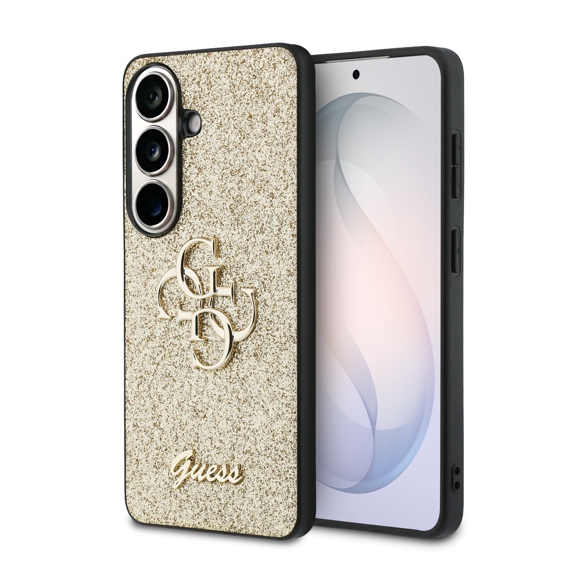 Dėklas Guess Fixed Glitter Big 4G Metal Logo Samsung Galaxy S26 auksinis aprašymas - Prekės nuotrauka
