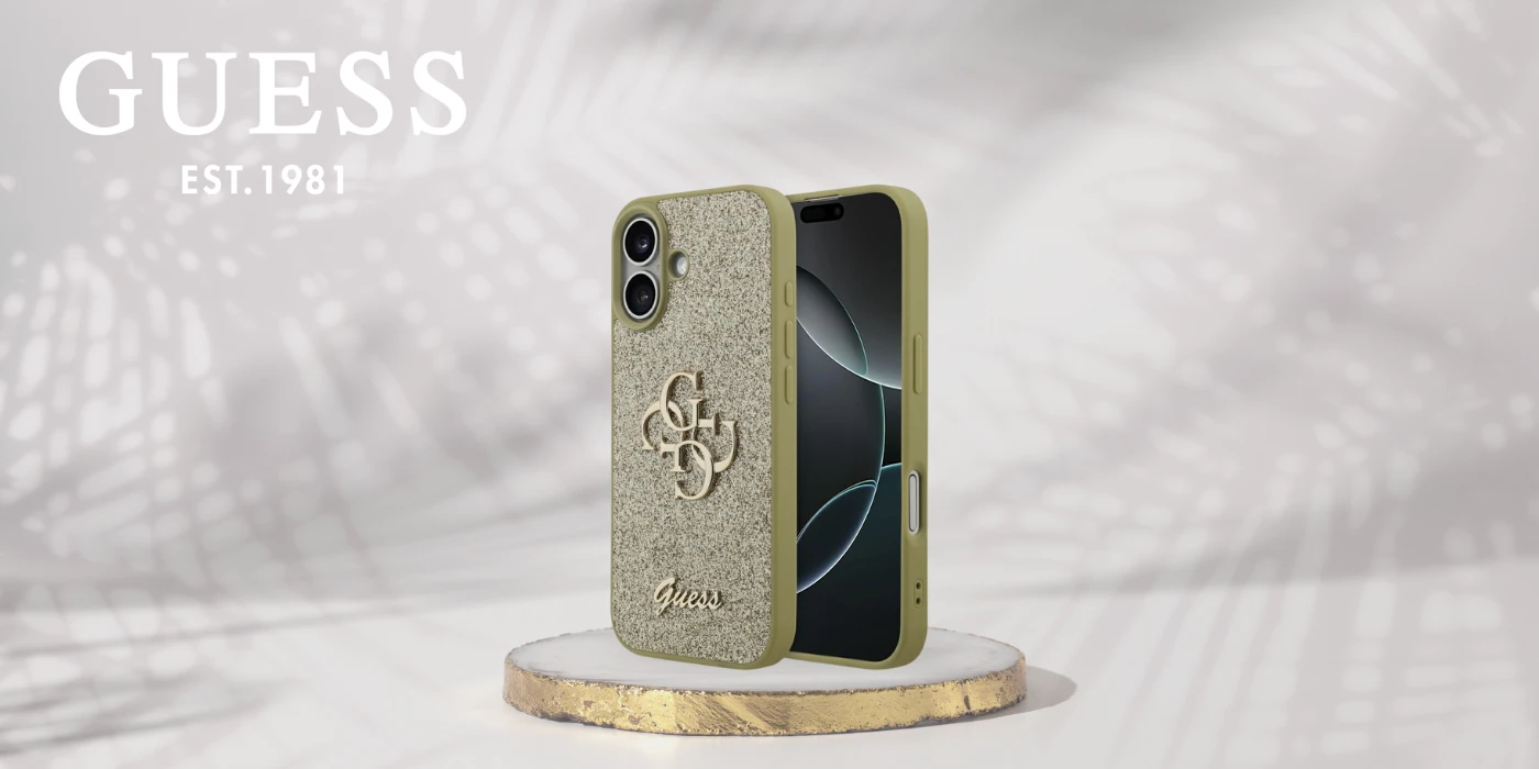 Dėklas Guess Fixed Glitter Big 4G skirtas Apple iPhone 17 aukso spalvos aprašymas - Prekės nuotrauka
